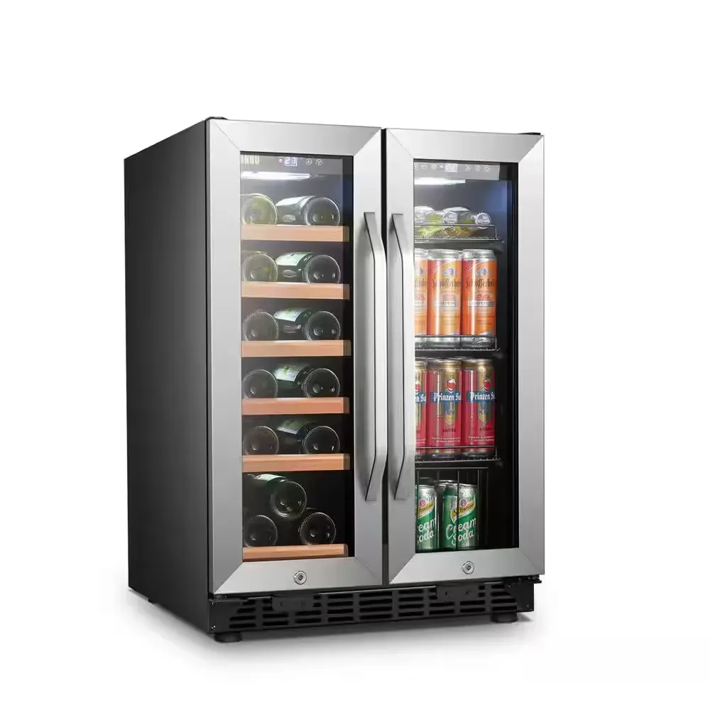 Wine Refrigerator 23 in. Dual Zone 18-Bottle 55-Can Beverage and Wine cooler in Stainless Steel - image 1