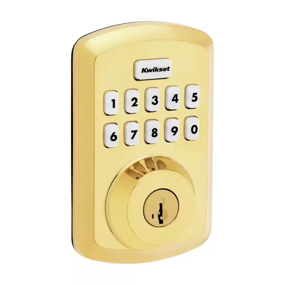 Powerbolt 250 10-Button Keypad Lifetime Polished Brass Transitional Electronic Deadbolt Door Lock - image 1