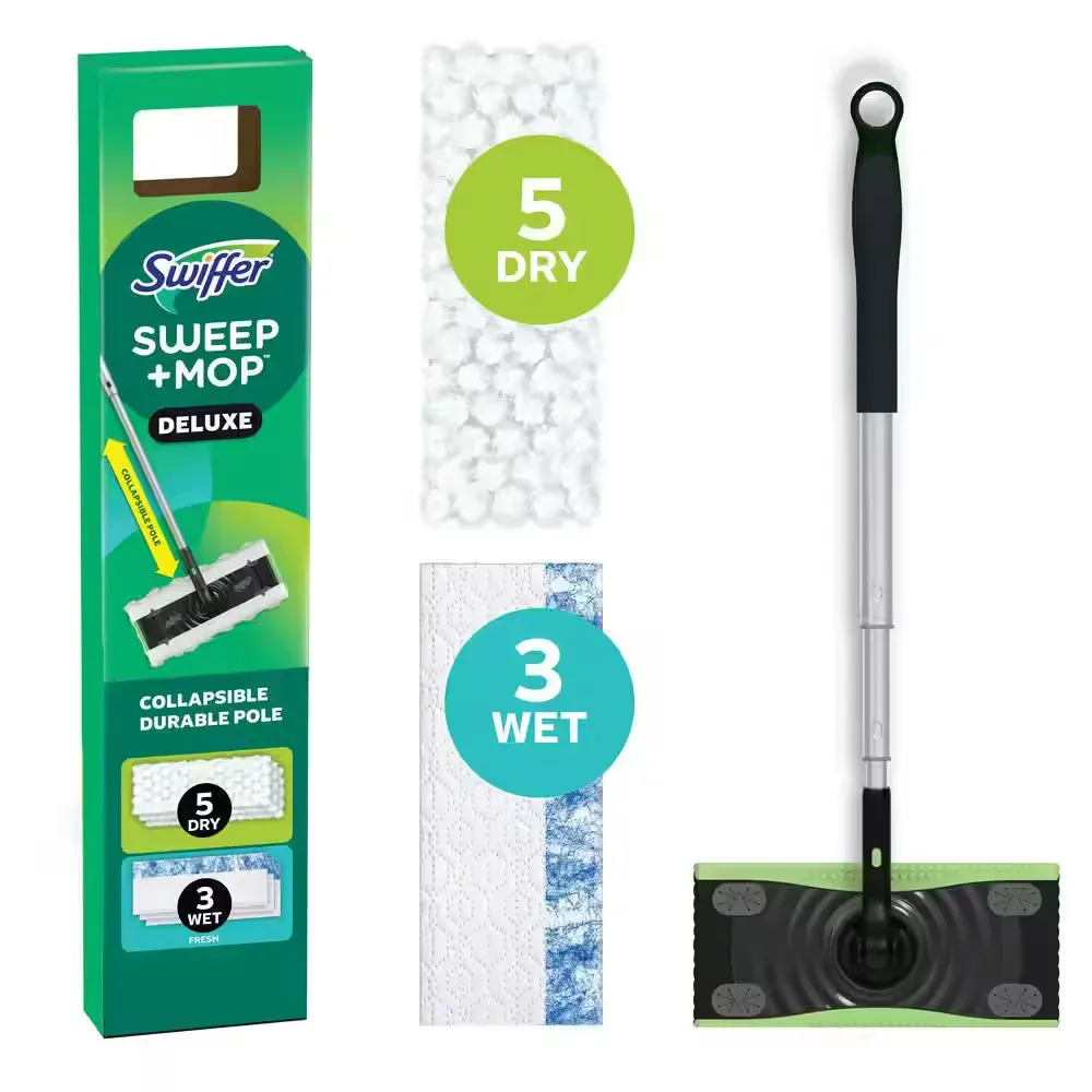 Sweep Plus Mop Deluxe 2 in 1 Multi-Surface Floor Cleaning Starter Kit (1-Sweeper, 5-Sweep Cloths, 3-Mop Cloths) - image 1
