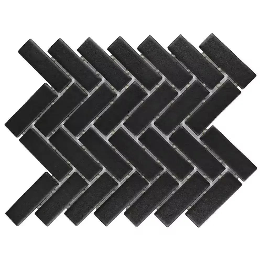 ***case of 2***Restore Matte Black Herringbone 9 in. x 12 in. Glazed Ceramic Mosaic Tile (6 sq. ft./Case) - image 1