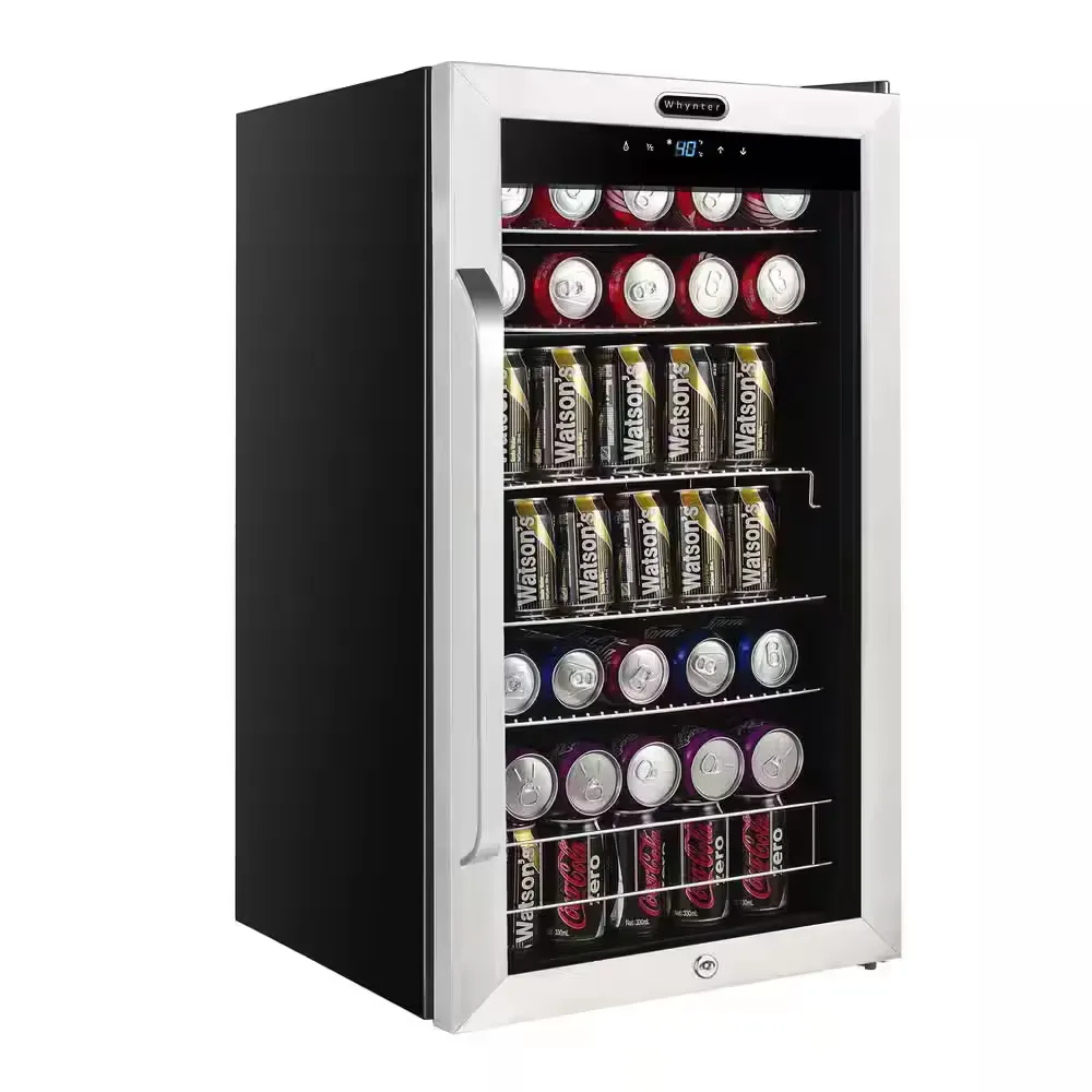 19 in. 136 (12 oz.) Single Zone Can Cooler with Digital Control and Internal Fan in Black - image 1