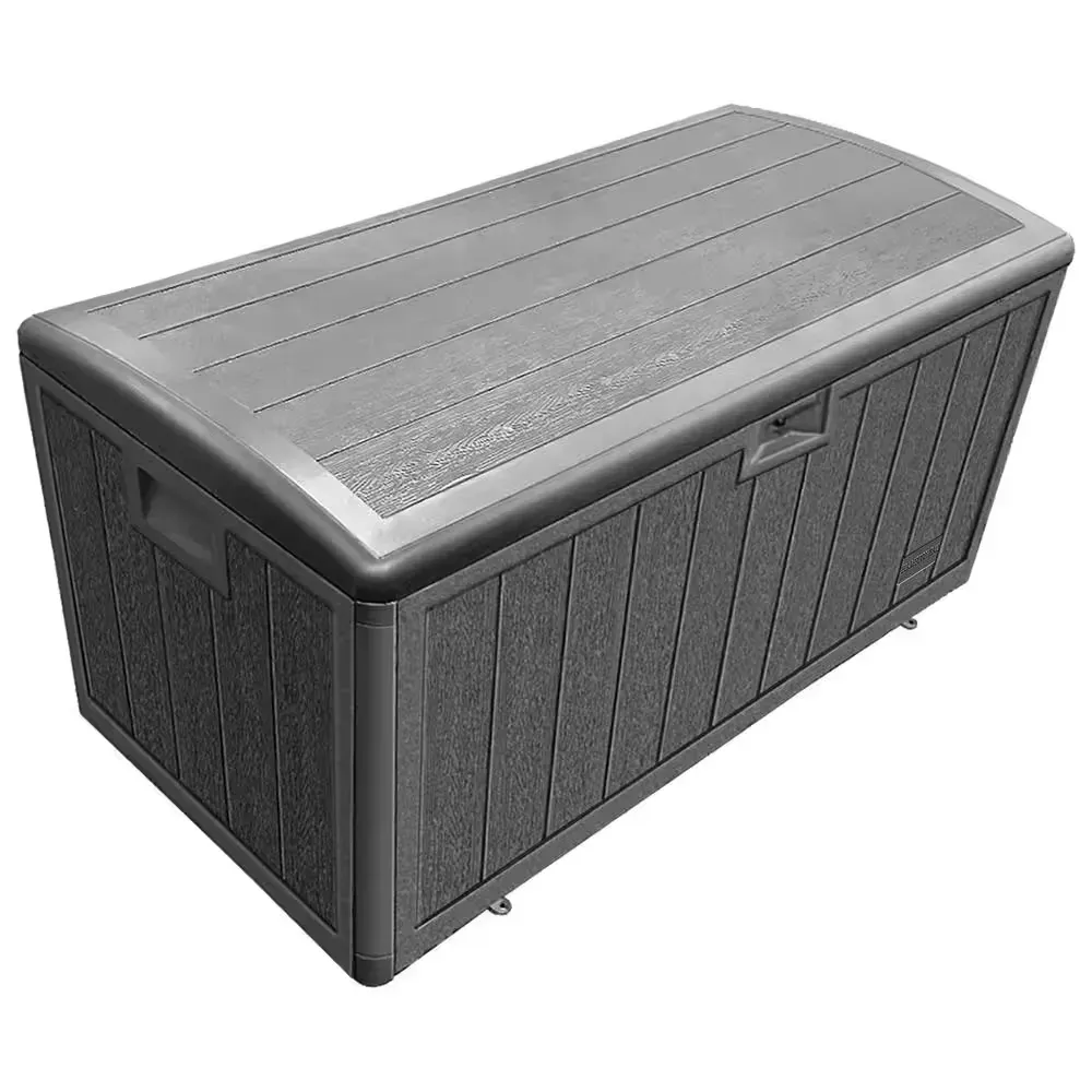 130 Gal. Brown Resin Wood Look Outdoor Storage Deck Box with Lockable Lid - image 1