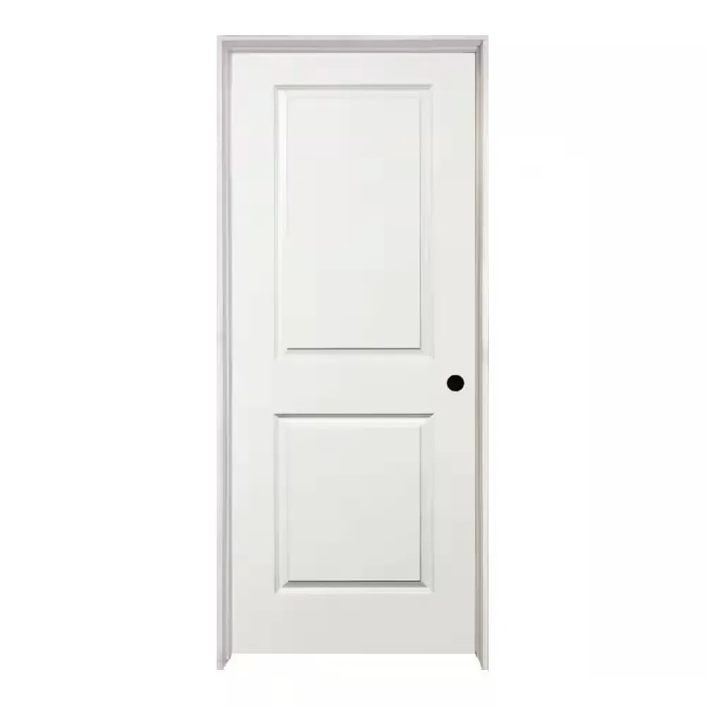 **frame is broken and the door is a bit dirty ***30 in. x 80 in. 2-Panel Square Top Left Hand Solid Core White Primed Molded Single Prehung Interior Door w/Nickel Hing - image 1