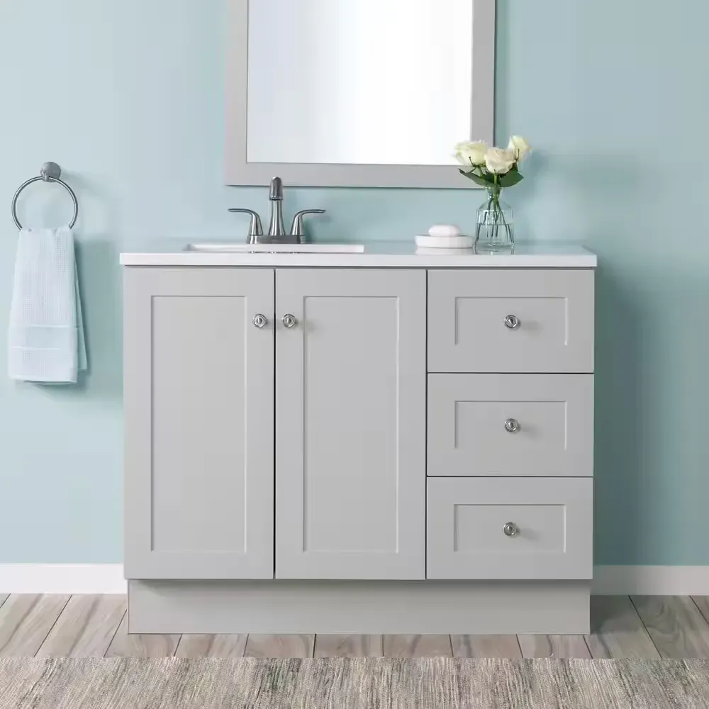 Bannister 43 in. Single Sink Pearl Gray Bath Vanity with Granite-Look Colorpoint White Cultured Marble Top (Assembled) - image 1