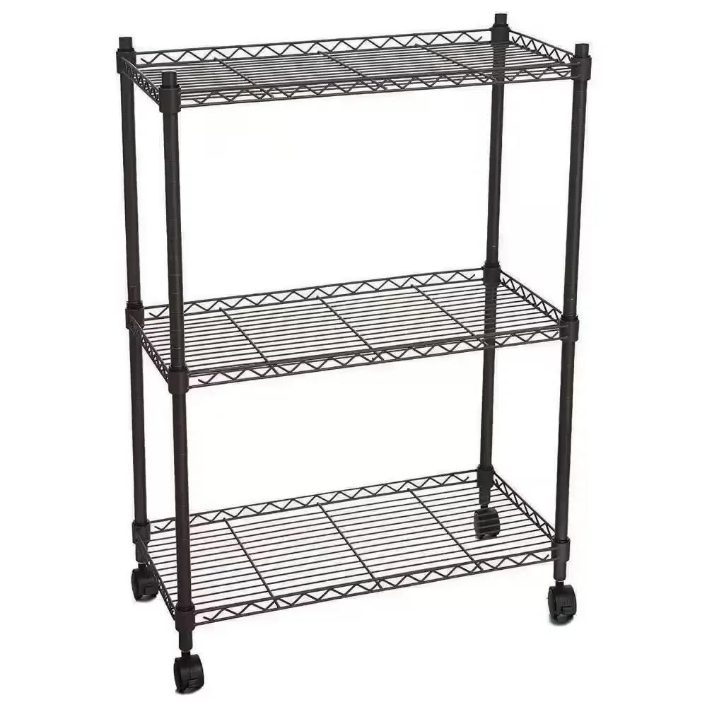 Black 3-Tier Rolling Metal Freestanding Garage Storage Shelving Unit (13.78 in. W x 33.46 in. H x 23.62 in. D) - image 1