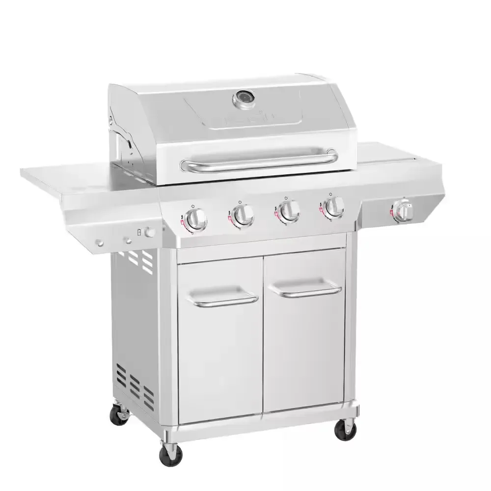 4 Burner Stainless Steel Propane Gas Grill with Side Burner - image 1