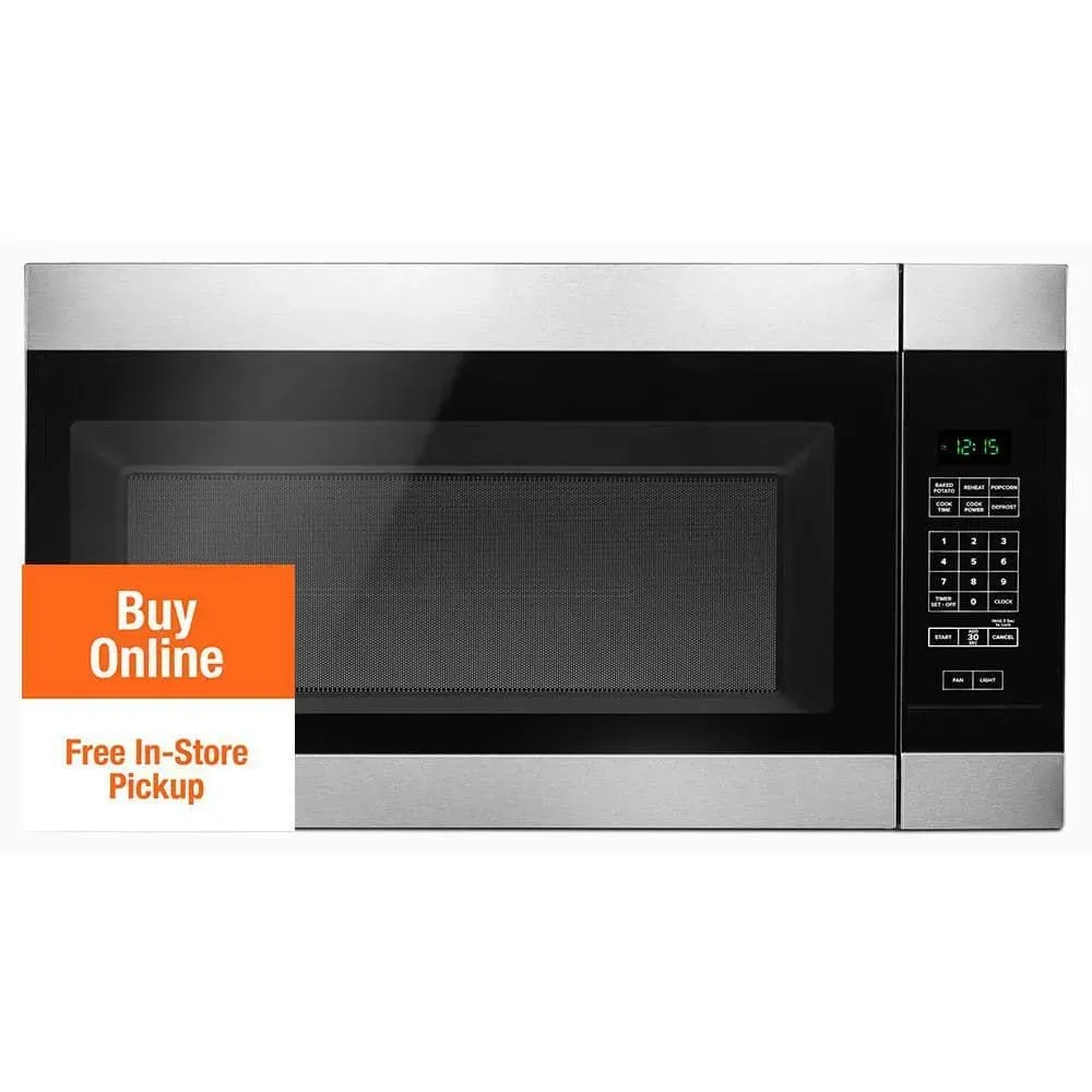 Amana 1.6 cu. ft. Stainless Steel Electric 1000-Watt Over the Range Microwave 300 Exhaust CFM with Add 0:30 Seconds - image 1