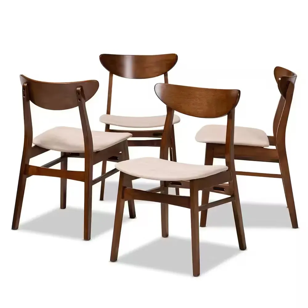 Parlin Light Beige and Walnut Brown Fabric Dining Chair (Set of 4) - image 1