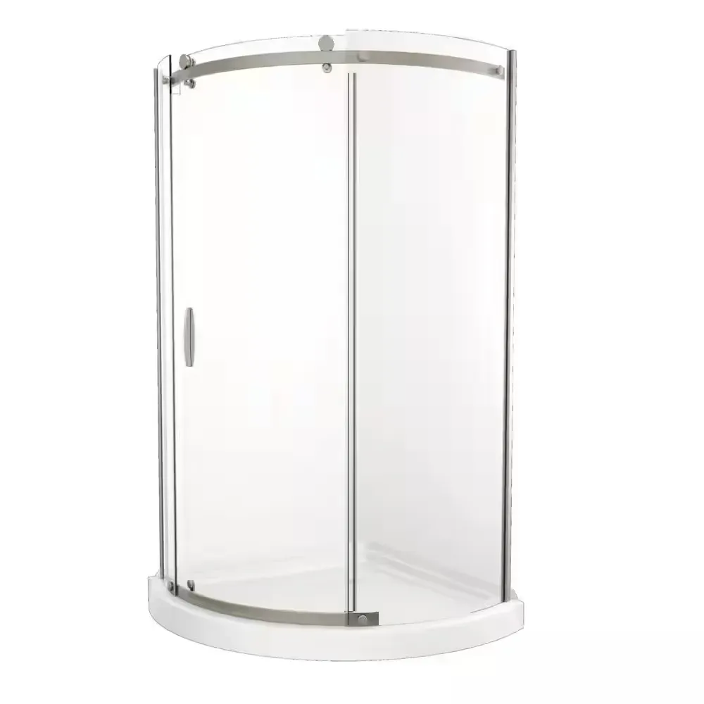 38 in. L x 38 in. W x 72 in. H Corner Shower Kit with Sliding Frameless Shower Door and Shower Pan - image 1