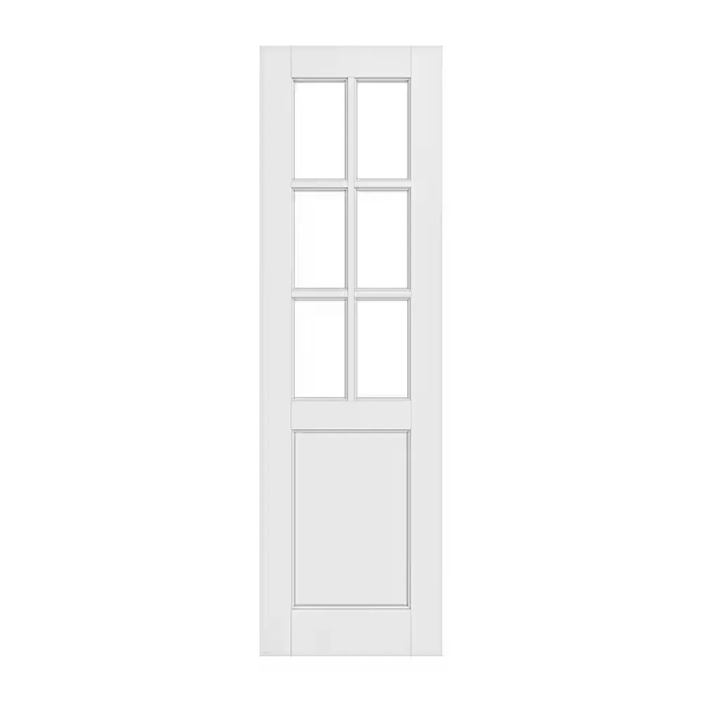 24 in. x 80 in. 6-Lite Tempered Clear Glass and Solid Core Manufacture Wood White Primed Interior Door Slab - image 1