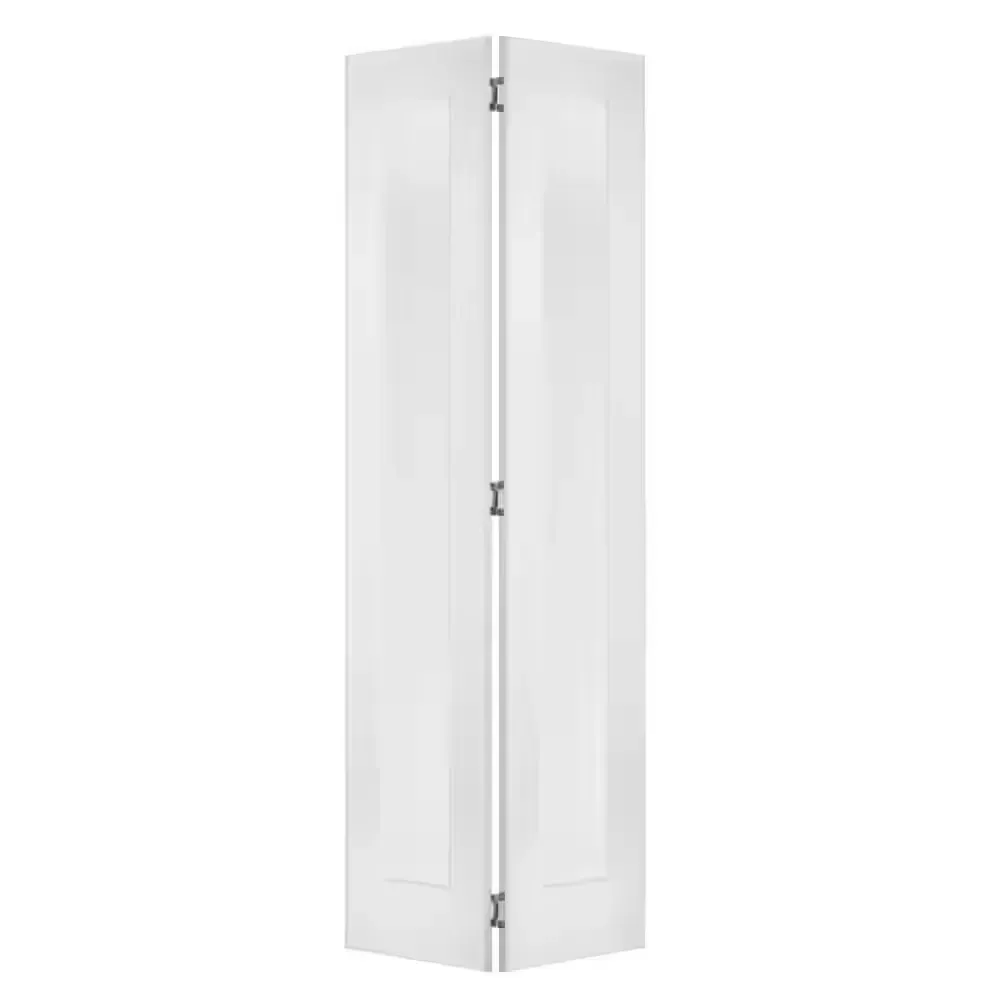 24 in. x 80 in. Shaker 1-Panel Solid Core Primed Wood MDF Interior Bifold Door with Hardware - image 1