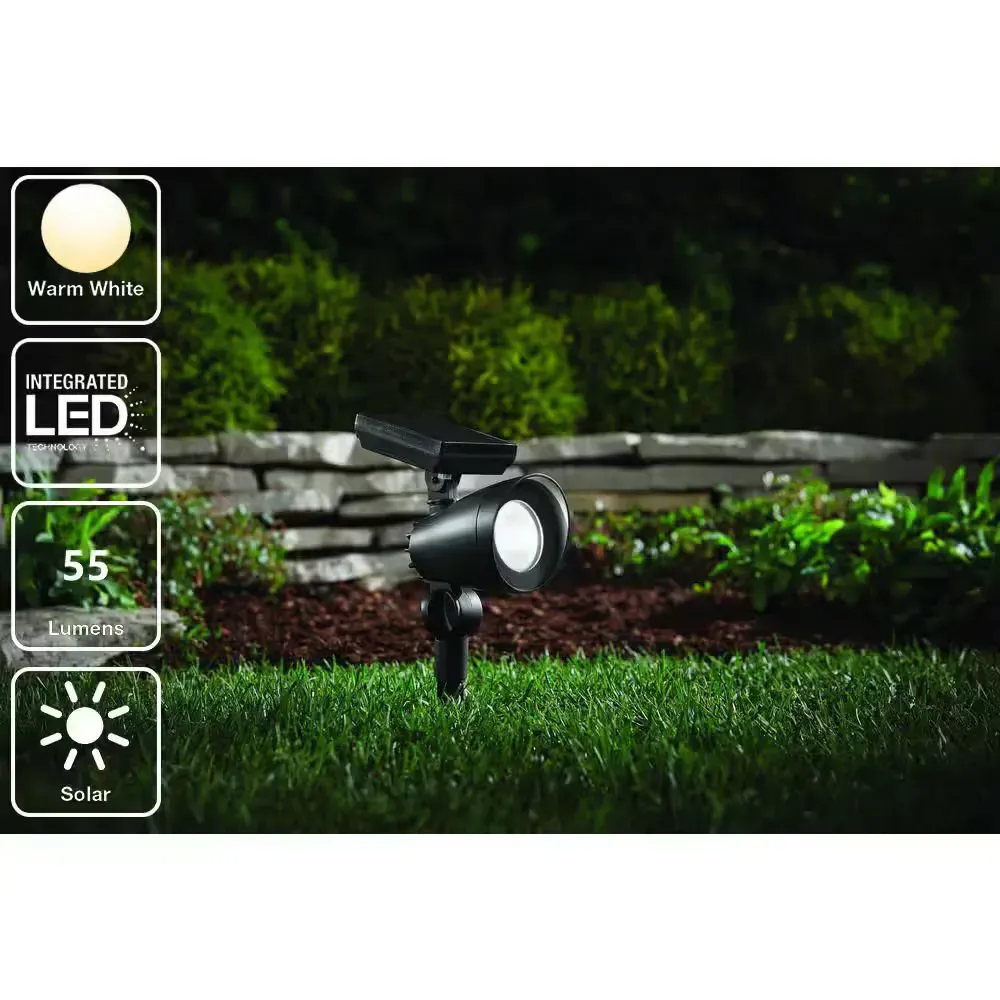 *** Pack of 5 Lumen *** 55 Lumen Black LED Weather Resistant Outdoor Solar Spot Light with Adjustable Head - image 1