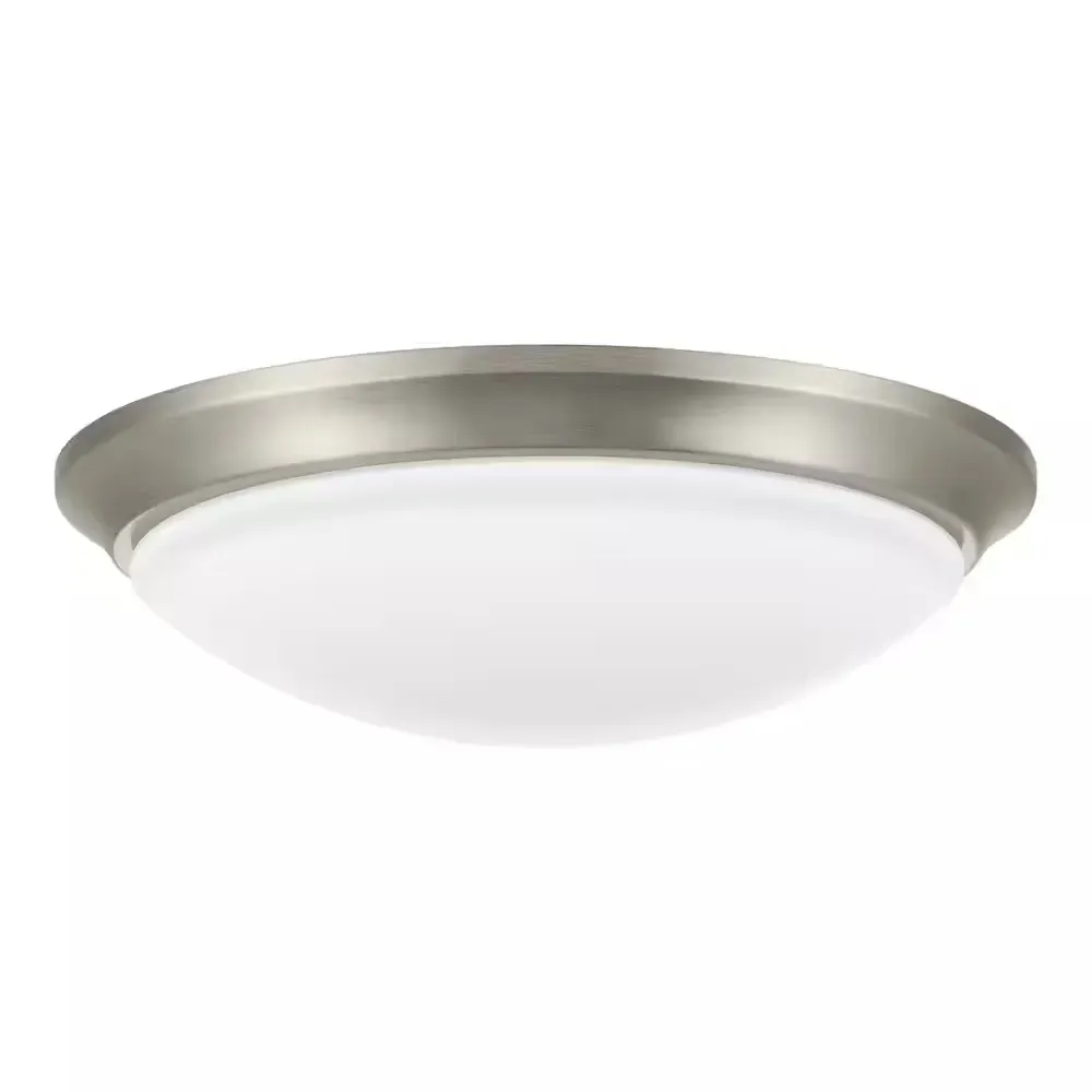 Withers 13 in. Light Brushed Nickel Adjustable CCT Integrated LED Ceiling Flush Mount Fixture with Glass Shade - image 1